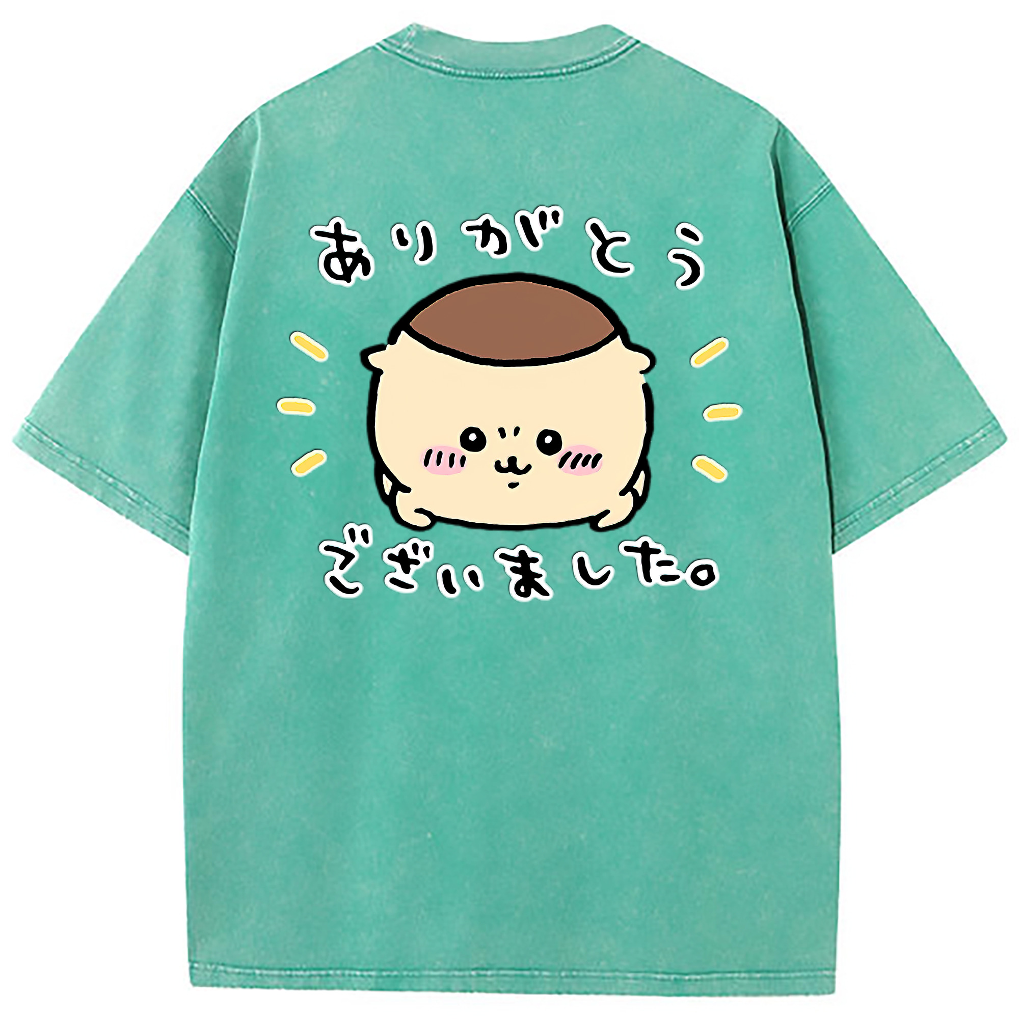 （画像用） ちいかわ くりまんじゅう Chii-kawa kuri manjū 綿100% ヴィンテージ風 半袖Tシャツ（背面プリント）